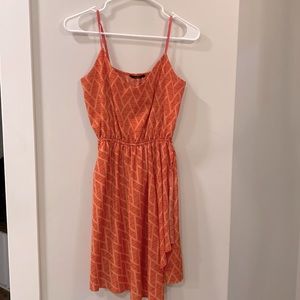 Asymmetrical coral colored Sundress, size 4